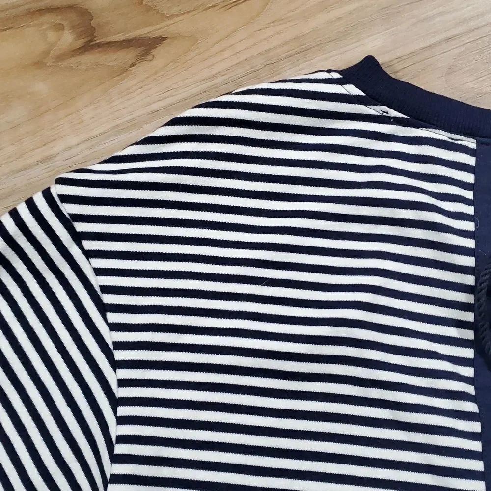 🔹️NWT Halogen Blue & White Striped Lace Up Long Sleeve Top Small - Picture 4 of 7